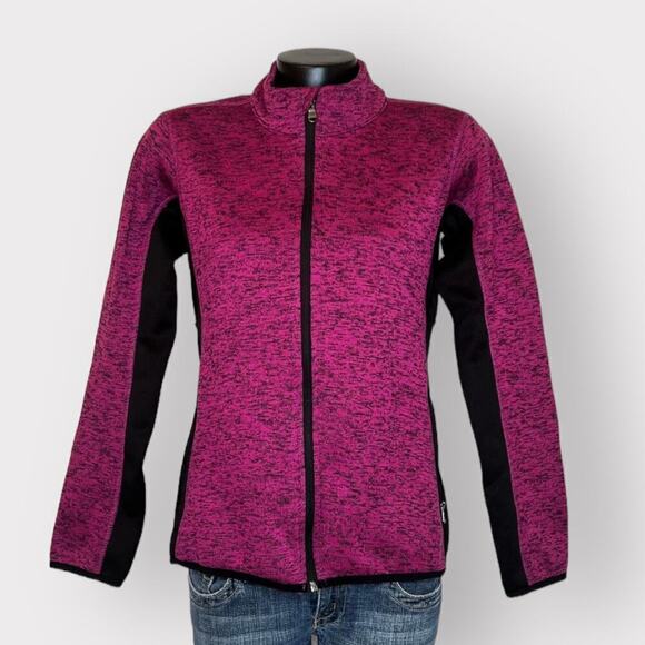 Marc New York Womens Full Zip Mock Neck Sweater sz M Pink Soft Fleece Jacket - Picture 1 of 7